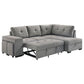 Roanne Fabric Upholstered Sleeper Sectional Sofa Grey