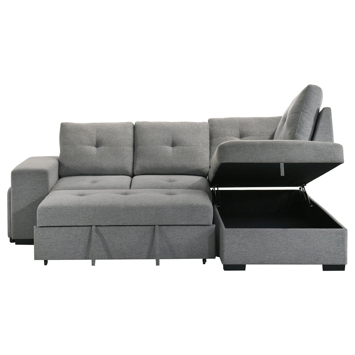 Roanne Fabric Upholstered Sleeper Sectional Sofa Grey