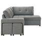 Roanne Fabric Upholstered Sleeper Sectional Sofa Grey