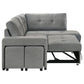 Roanne Fabric Upholstered Sleeper Sectional Sofa Grey