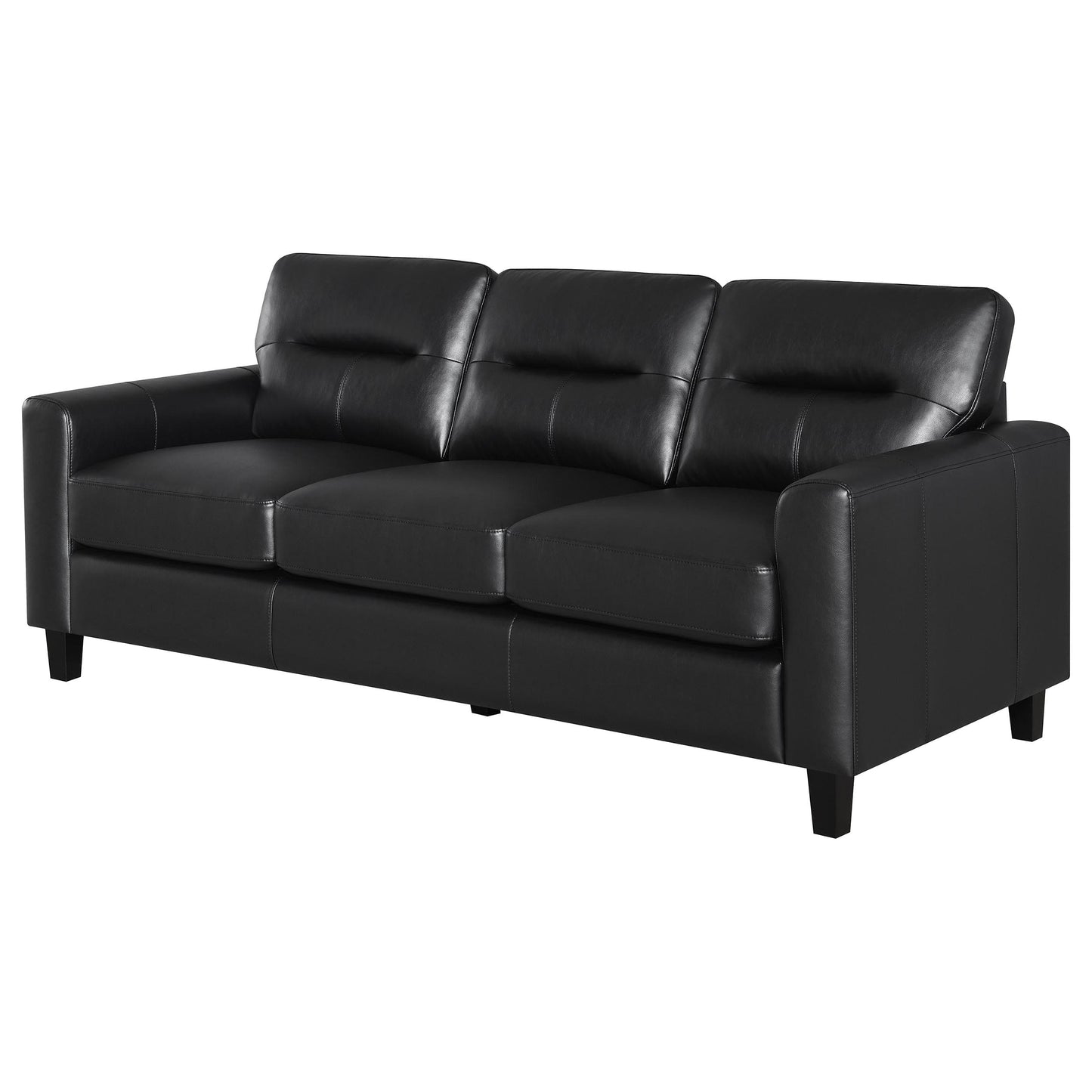 Scotland Faux Leather Upholstered Track Arm Sofa Black