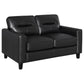 Scotland Faux Leather Upholstered Track Arm Loveseat Black