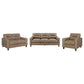 Scotland 3-piece Faux Leather Upholstered Sofa Set Brown