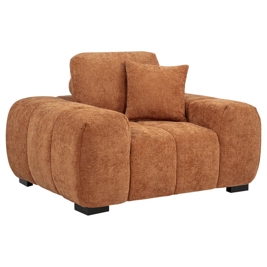 Octavia Fabric Upholstered Track Arm Accent Chair Orange