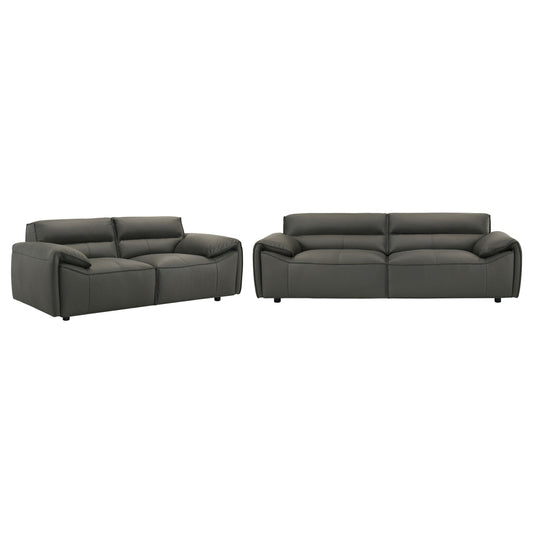 Buxton 2-piece Leather Upholstered Sofa Set Graphite