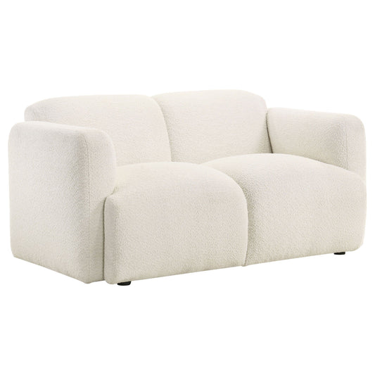 Dorset Fabric Upholstered Round Track Arm Loveseat White