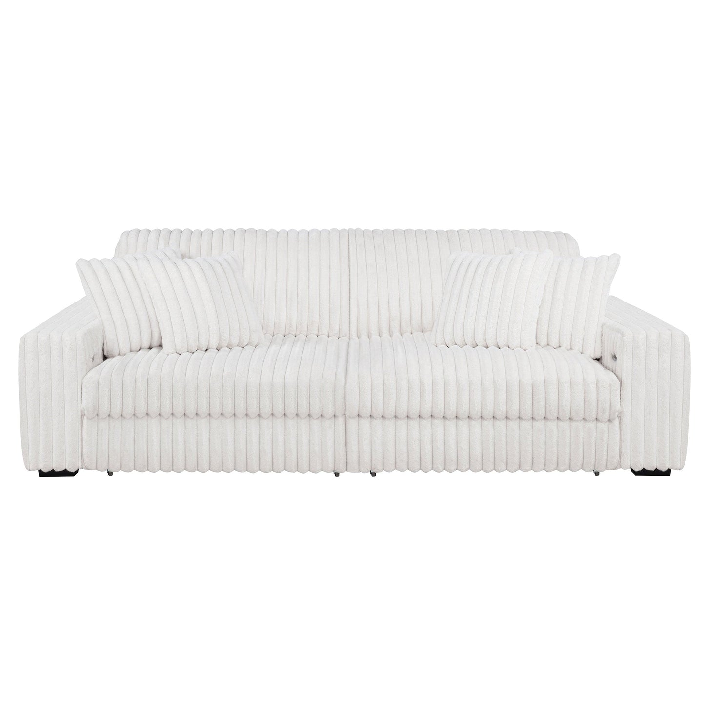 Jacana Corduroy Upholstered Dual Power Chaise Sofa Ivory