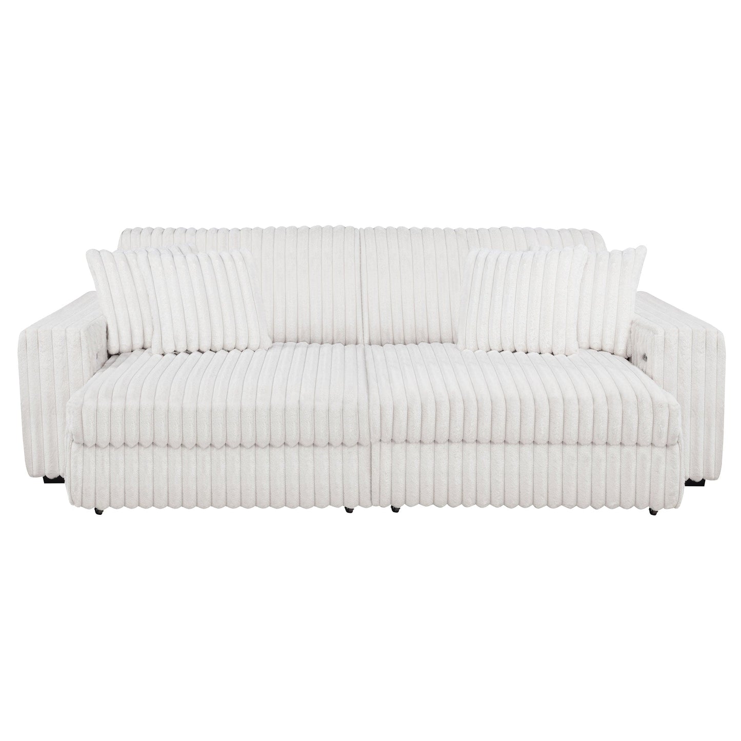 Jacana Corduroy Upholstered Dual Power Chaise Sofa Ivory