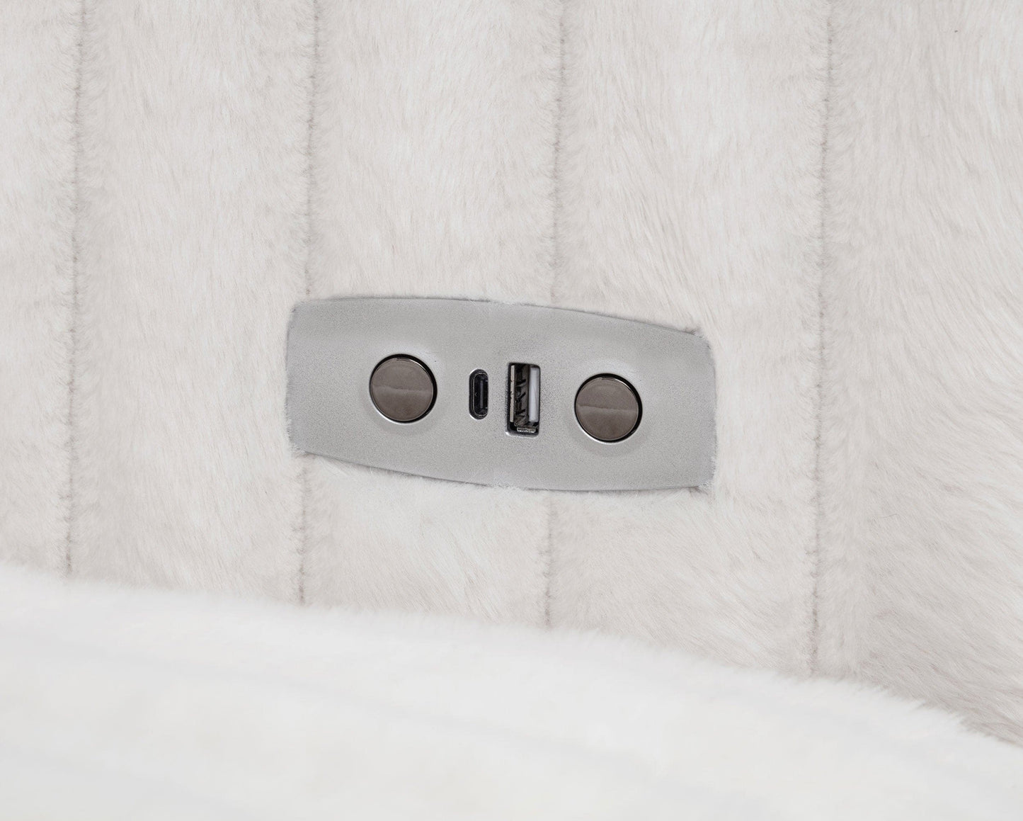 Jacana Corduroy Upholstered Dual Power Chaise Sofa Ivory