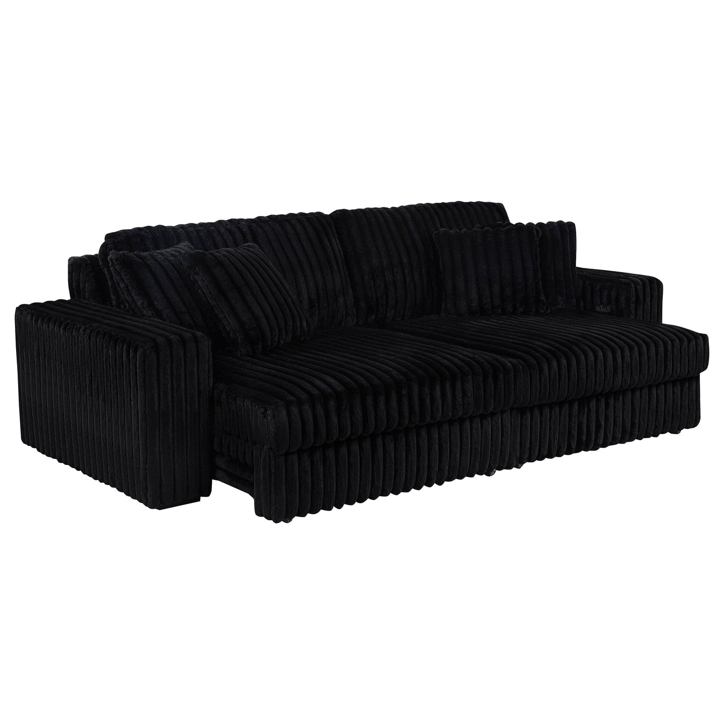 Jacana Corduroy Upholstered Dual Power Chaise Sofa Black