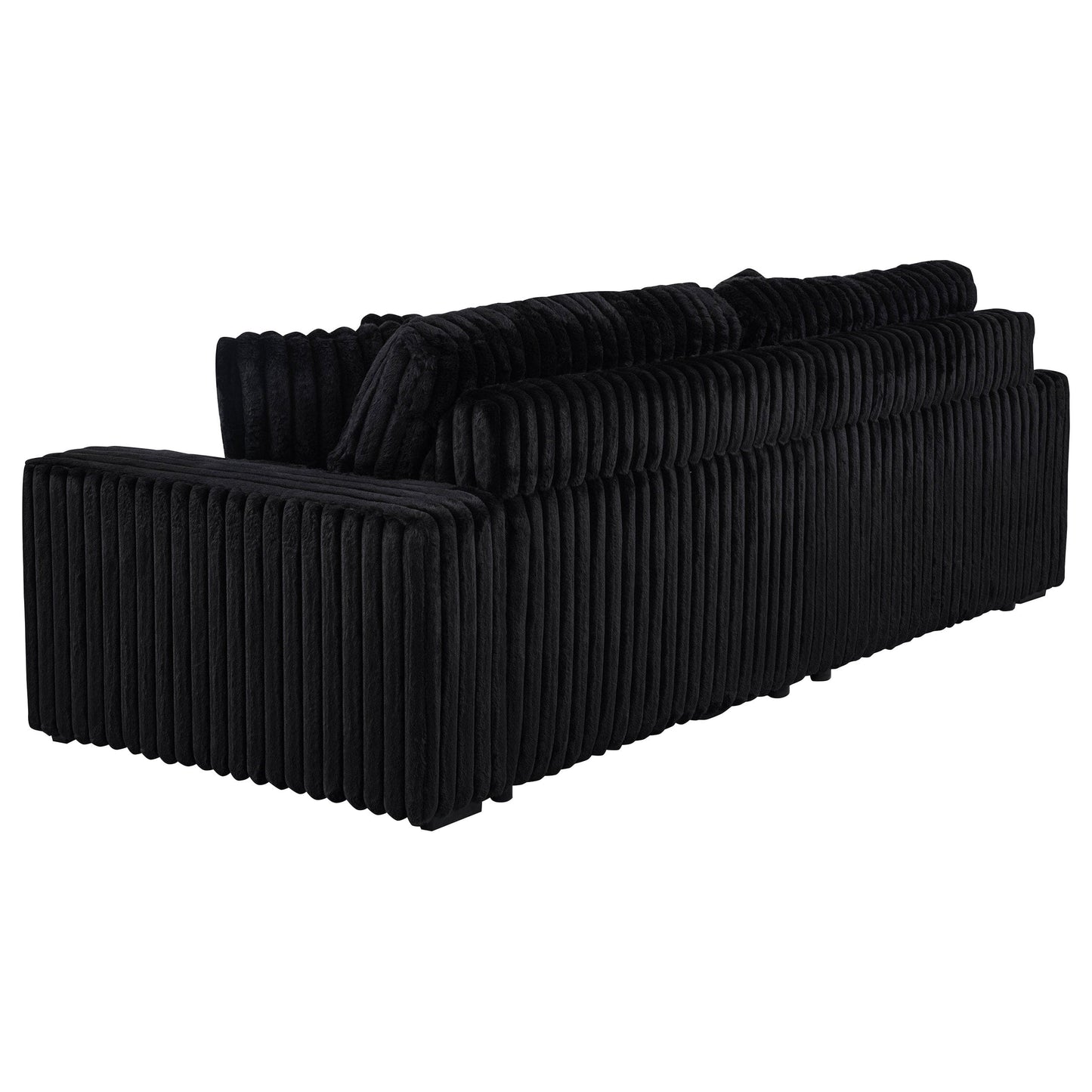 Jacana Corduroy Upholstered Dual Power Chaise Sofa Black
