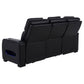 Zuma Faux Leather Dual Power Reclining LED Sofa Black