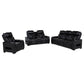 Zuma 3-piece Faux Leather Dual Power LED Sofa Set Black
