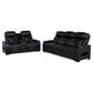 Zuma 2-piece Faux Leather Dual Power LED Sofa Set Black