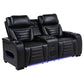 Zuma Faux Leather Dual Power Reclining LED Loveseat Black
