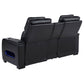 Zuma Faux Leather Dual Power Reclining LED Loveseat Black