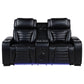 Zuma Faux Leather Dual Power Reclining LED Loveseat Black
