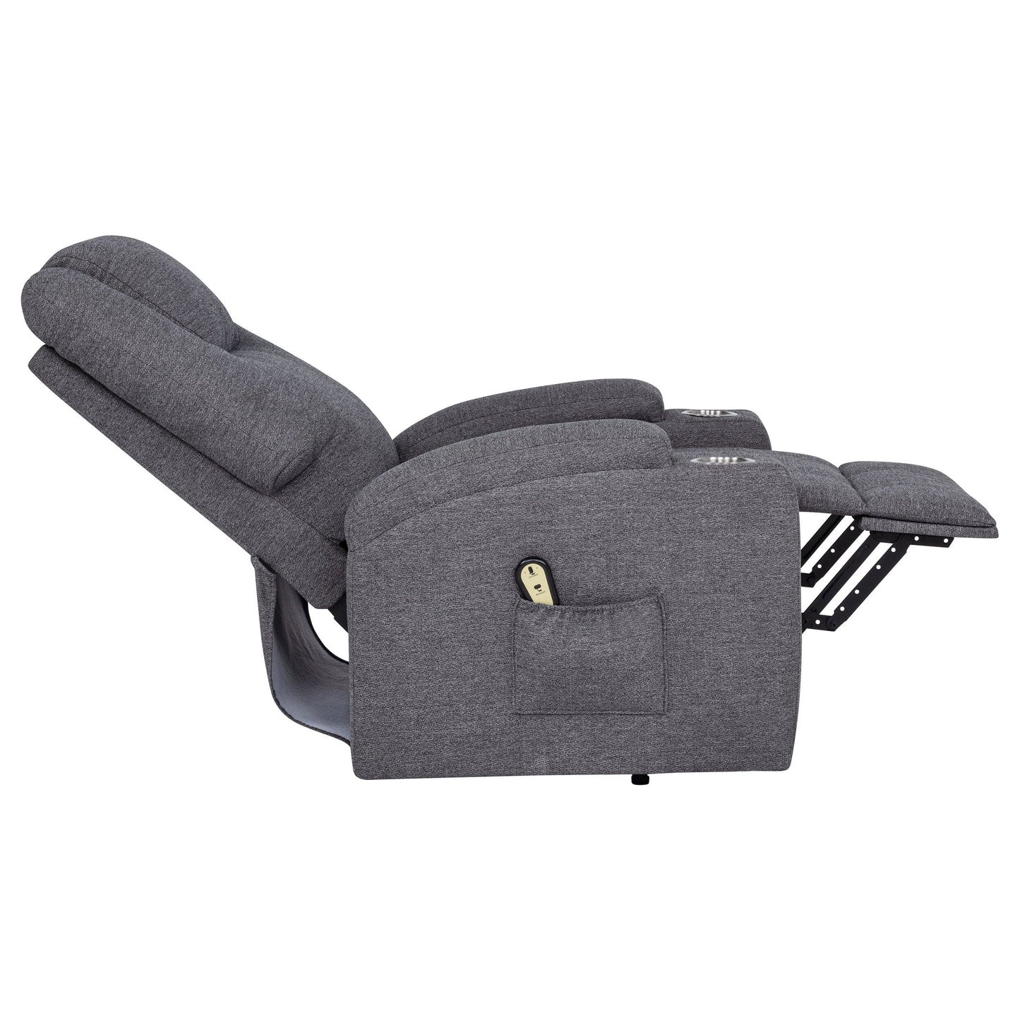 Louie Chenille Upholstered Power Lift Massage Chair Grey