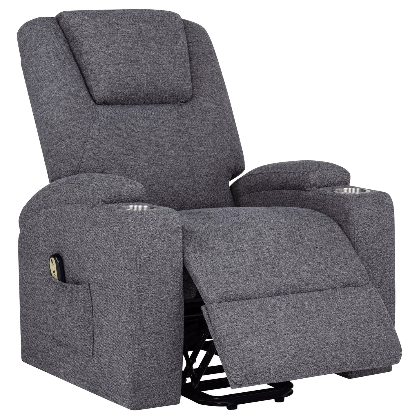 Louie Chenille Upholstered Power Lift Massage Chair Grey