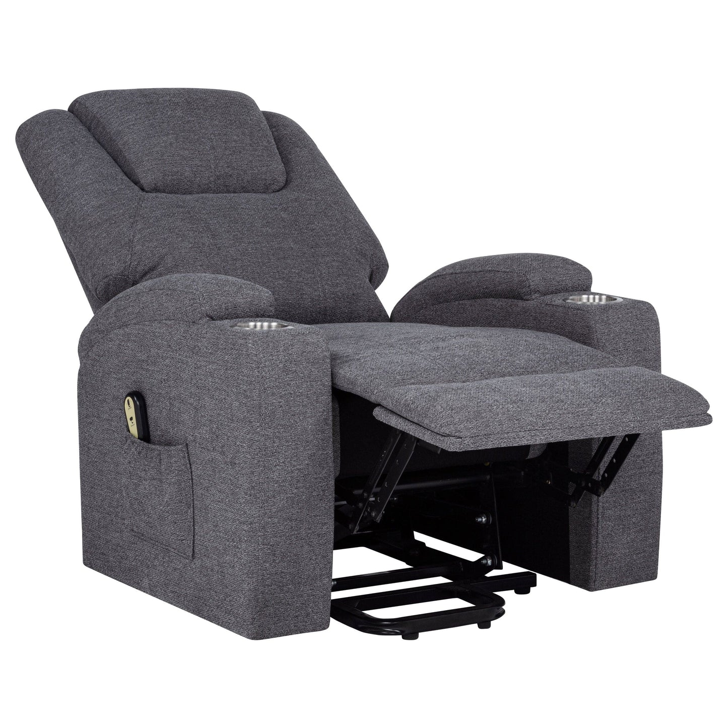Louie Chenille Upholstered Power Lift Massage Chair Grey