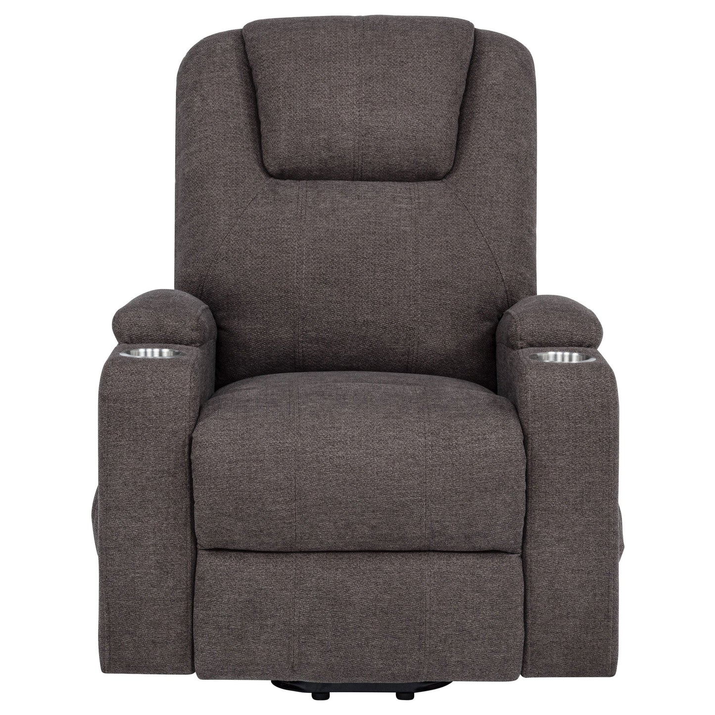 Louie Chenille Upholstered Power Lift Massage Chair Brown