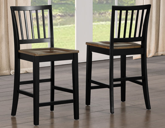 Joplin Solid Wood 24″ Farmhouse Counter Stool, Walnut and Ebony Finish (Copy)