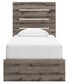 Graystorm Twin Panel Bed with Storage with Mirrored Dresser and Nightstand