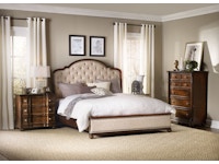 Hooker Furniture Bedroom Leesburg King Upholstered Bed with Wood Rails