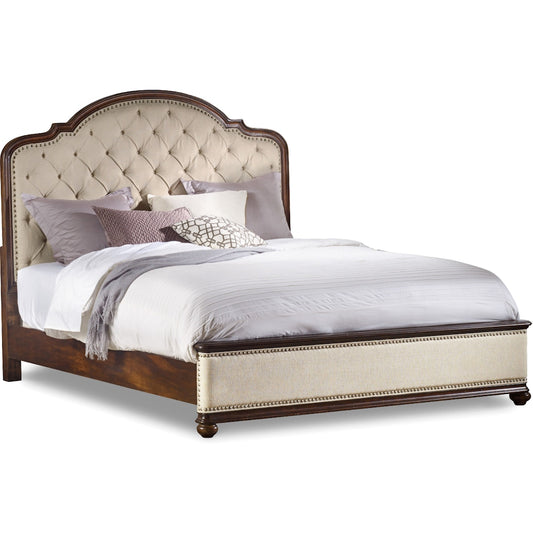 Hooker Furniture Bedroom Leesburg King Upholstered Bed with Wood Rails