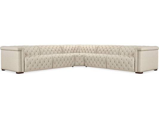 Hooker Furniture Living Room Savion Deux 5 Seat Sectional with Four Power Recliners and Six Power Headrests