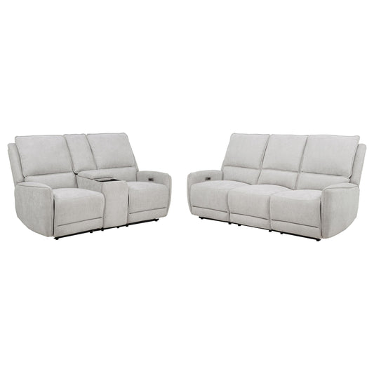 Sylmar 2-piece Chenille Power Reclining Sofa Set Dove Grey