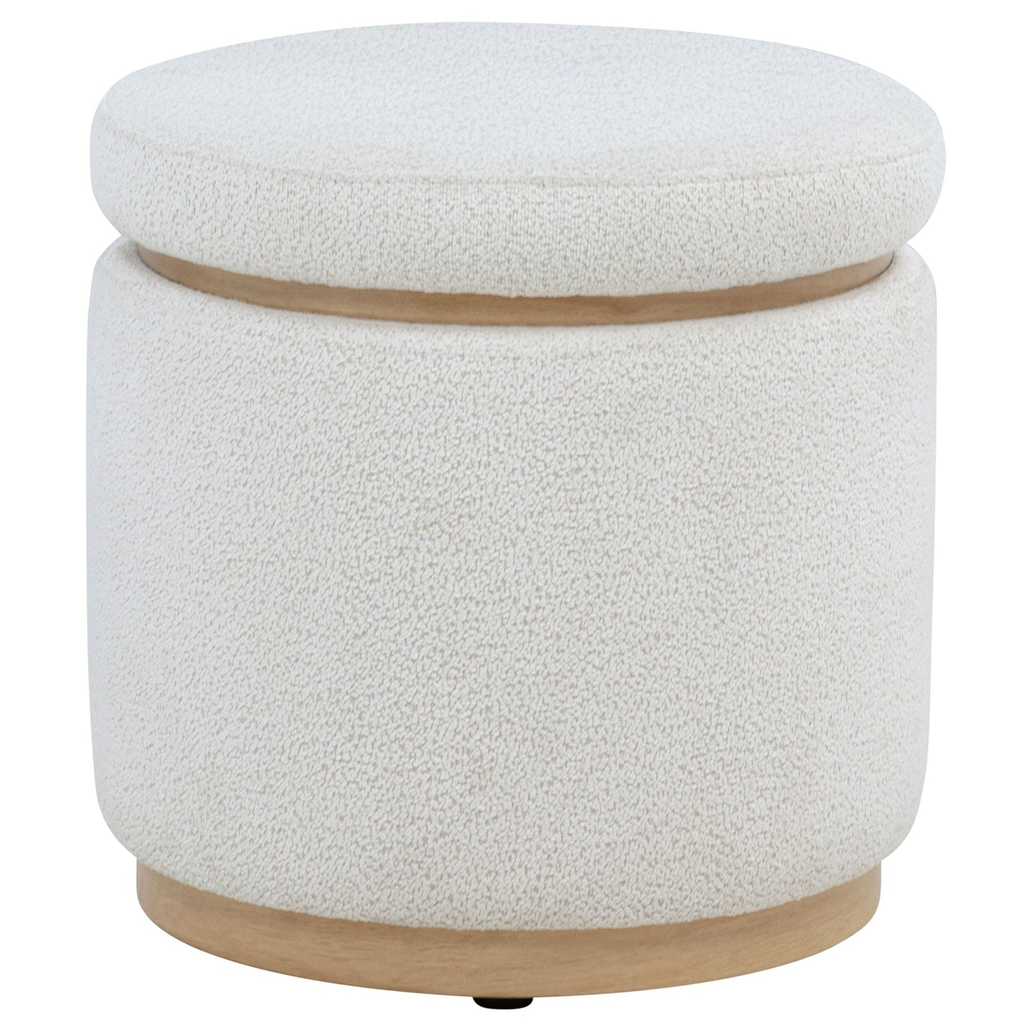 Remuda Boucle Upholstered Round Storage Ottoman Ivory