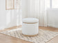 Remuda Boucle Upholstered Round Storage Ottoman Ivory
