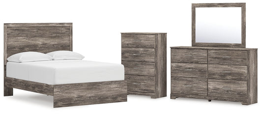 Ralinksi Full Panel Bed with Mirrored Dresser and Chest