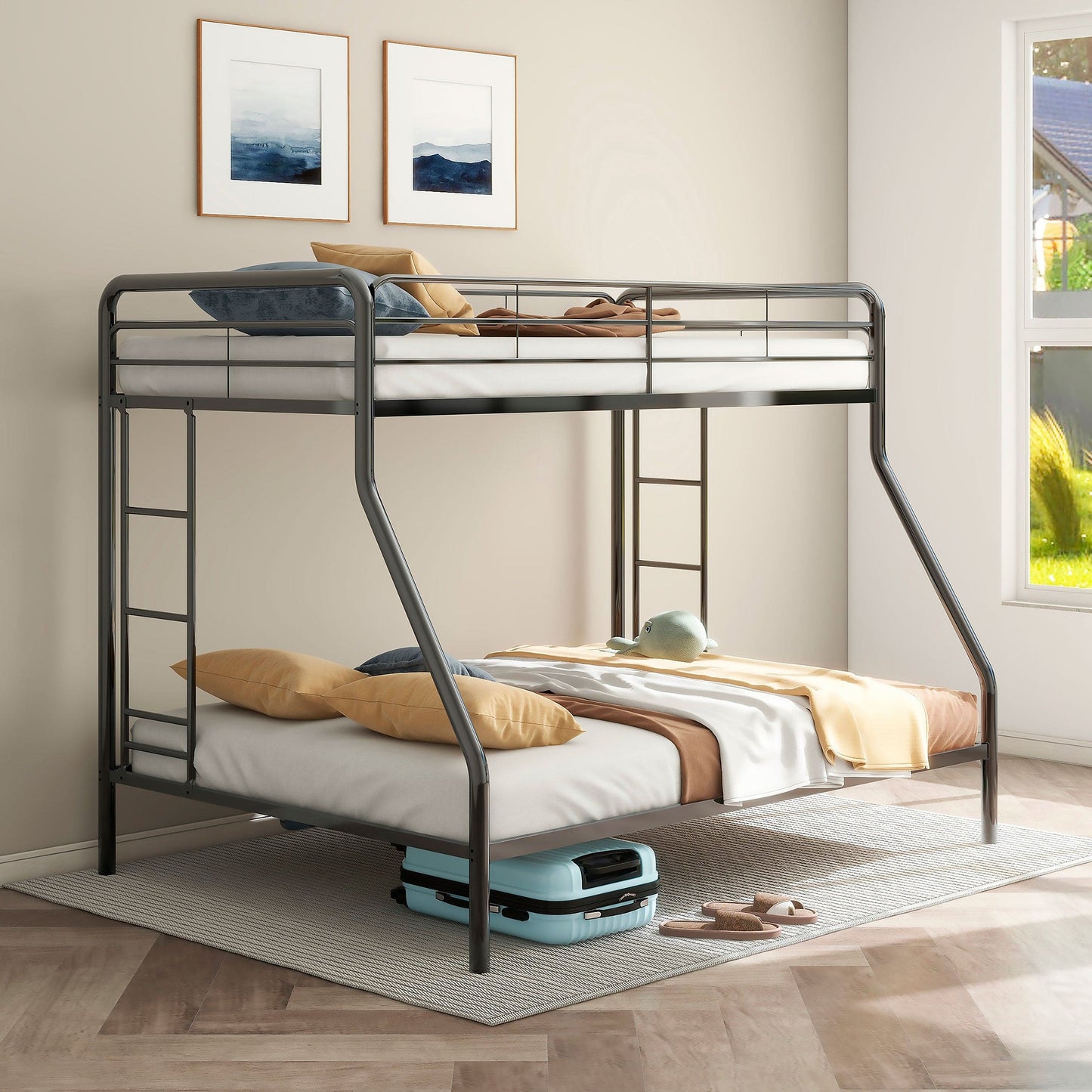 Carson Metal Twin Over Full Bunk Bed Glossy Black