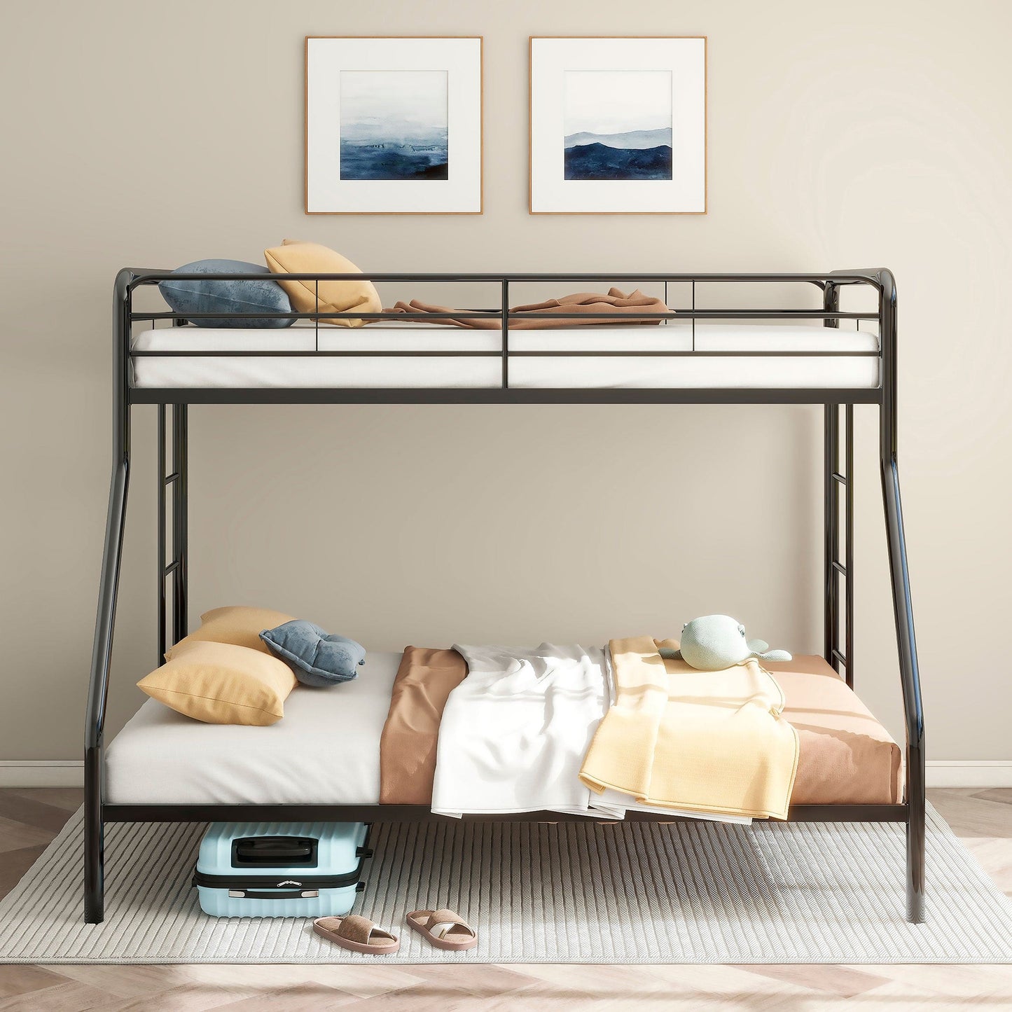 Carson Metal Twin Over Full Bunk Bed Glossy Black
