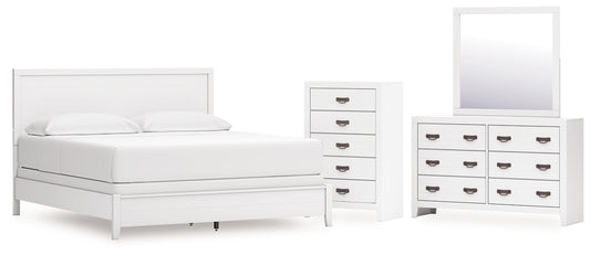 Binterglen California King Panel Bed with Mirrored Dresser and Chest