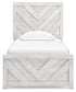 Cayboni Twin Panel Bed with Mirrored Dresser, Chest and Nightstand