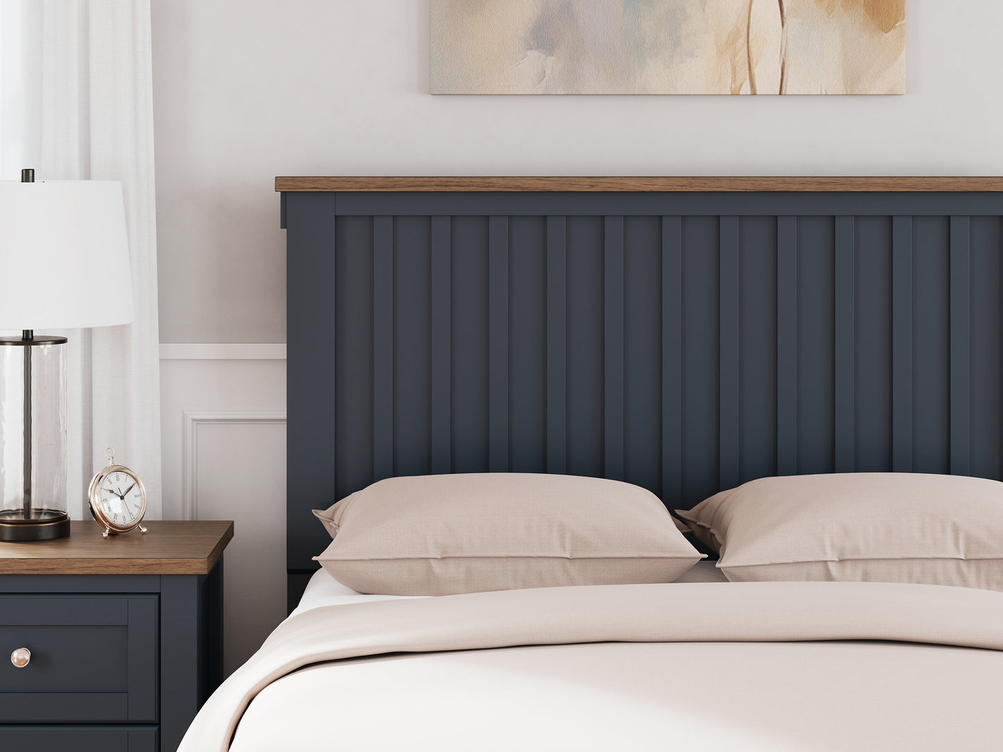 Landocken Full Panel Headboard with Mirrored Dresser, Chest and Nightstand