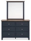 Landocken Queen Panel Headboard with Mirrored Dresser, Chest and Nightstand