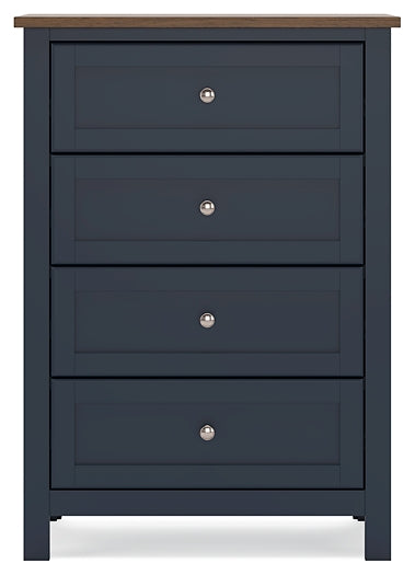 Landocken Queen Panel Headboard with Mirrored Dresser, Chest and Nightstand