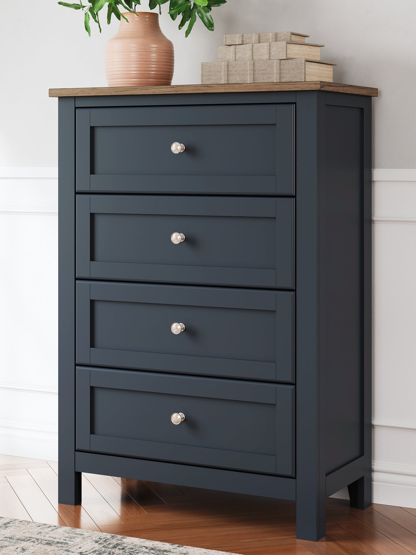 Landocken Queen Panel Headboard with Mirrored Dresser, Chest and Nightstand