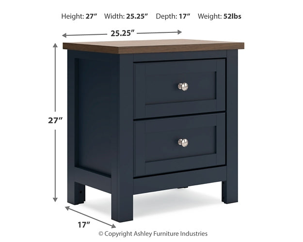 Landocken Queen Panel Headboard with Mirrored Dresser, Chest and Nightstand