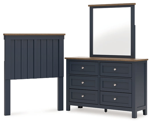Landocken Twin Panel Headboard with Mirrored Dresser