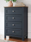 Landocken Twin Panel Headboard with Mirrored Dresser and Chest