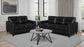 Scotland 2-piece Faux Leather Upholstered Sofa Set Black
