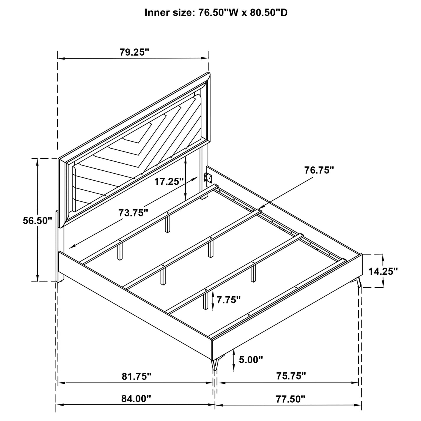 Cassia Eastern King LED Panel Bed White High Gloss