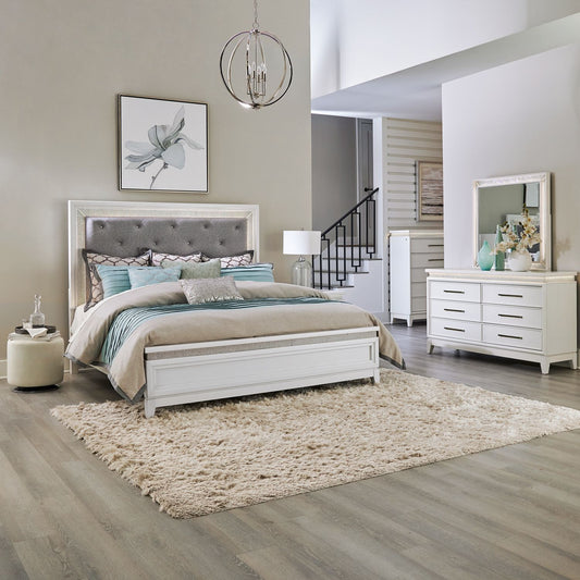 Reflections - Queen Uph Bed, Dresser & Mirror, Chest