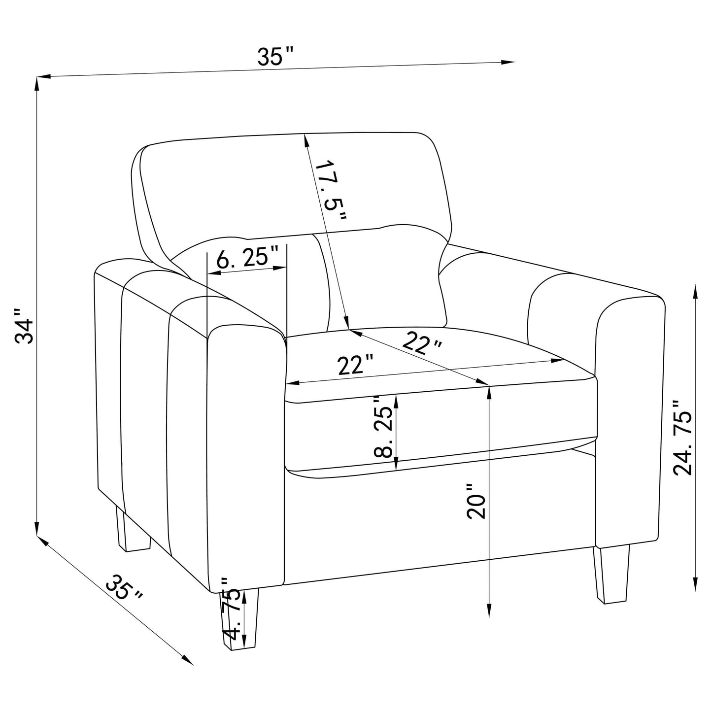 Scotland 3-piece Faux Leather Upholstered Sofa Set Black