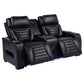 Zuma 3-piece Faux Leather Dual Power LED Sofa Set Black